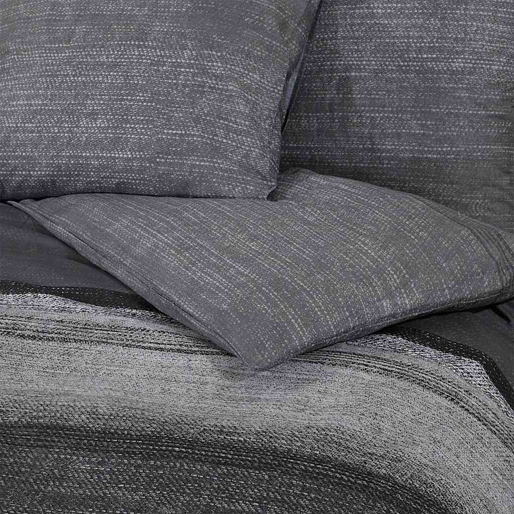 Set Copripiumino Grigio Scuro e Nero 220x240 cm in Cotone