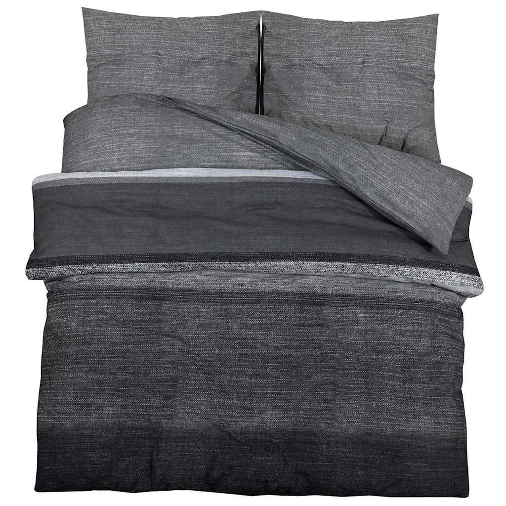 Set Copripiumino Grigio Scuro e Nero 260x240 cm in Cotone