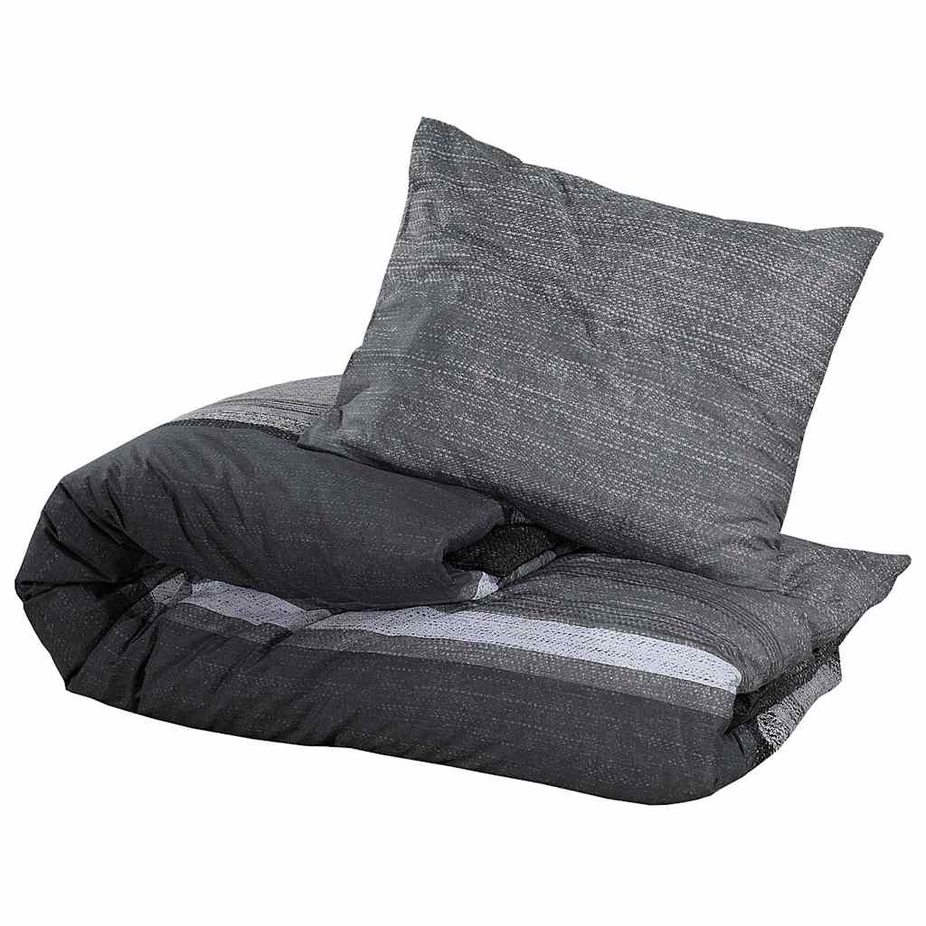 Set Copripiumino Grigio Scuro e Nero 200x220 cm in Cotone