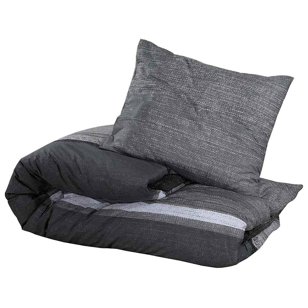Set Copripiumino Grigio Scuro e Nero 200x200 cm in Cotone