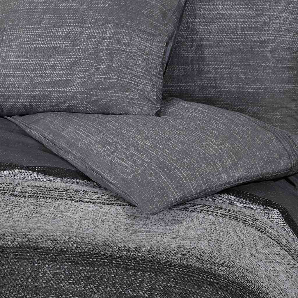 Set Copripiumino Grigio Scuro e Nero 200x200 cm in Cotone