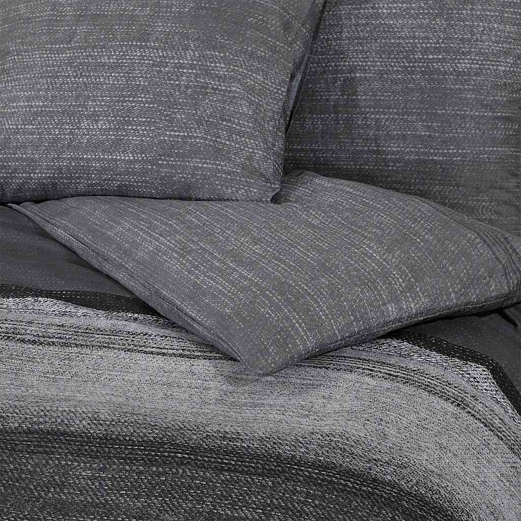 Set Copripiumino Grigio Scuro e Nero 225x220 cm in Cotone