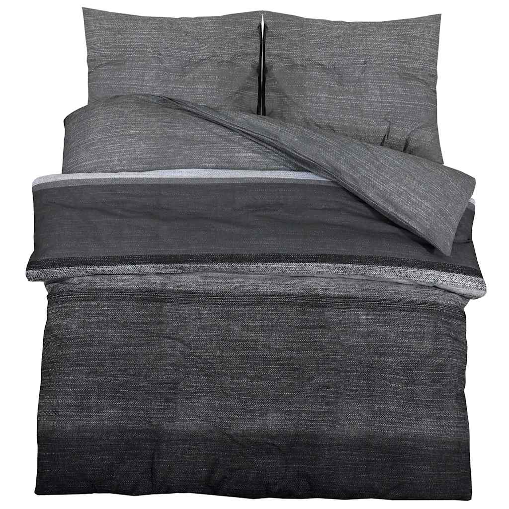 Set Copripiumino Grigio Scuro e Nero 260x220 cm in Cotone