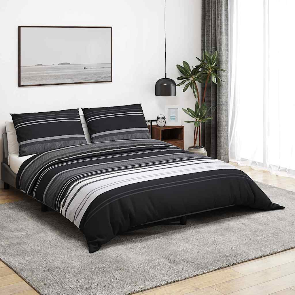 Set Copripiumino Strisce Nere 140x200 cm in Cotone