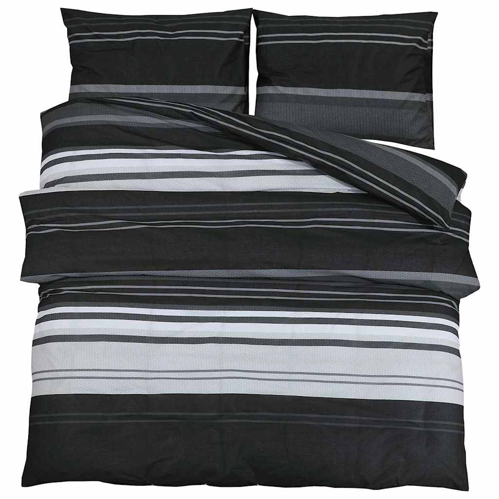 Set Copripiumino Strisce Nere 240x220 cm in Cotone