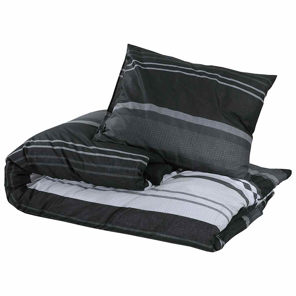 Set Copripiumino Strisce Nere 240x220 cm in Cotone