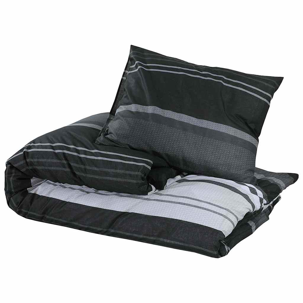 Set Copripiumino Strisce Nere 200x200 cm in Cotone