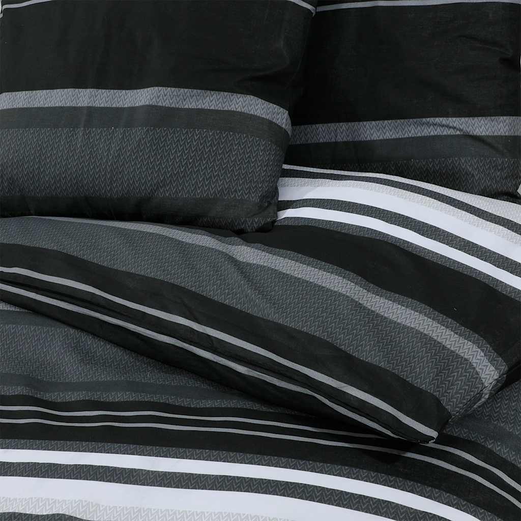 Set Copripiumino Strisce Nere 260x240 cm in Cotone