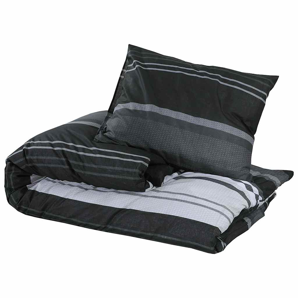 Set Copripiumino Strisce Nere 200x220 cm in Cotone