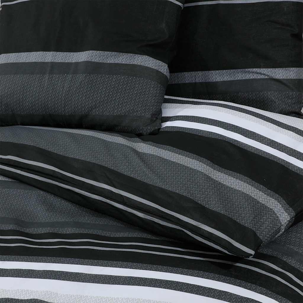 Set Copripiumino Strisce Nere 200x220 cm in Cotone