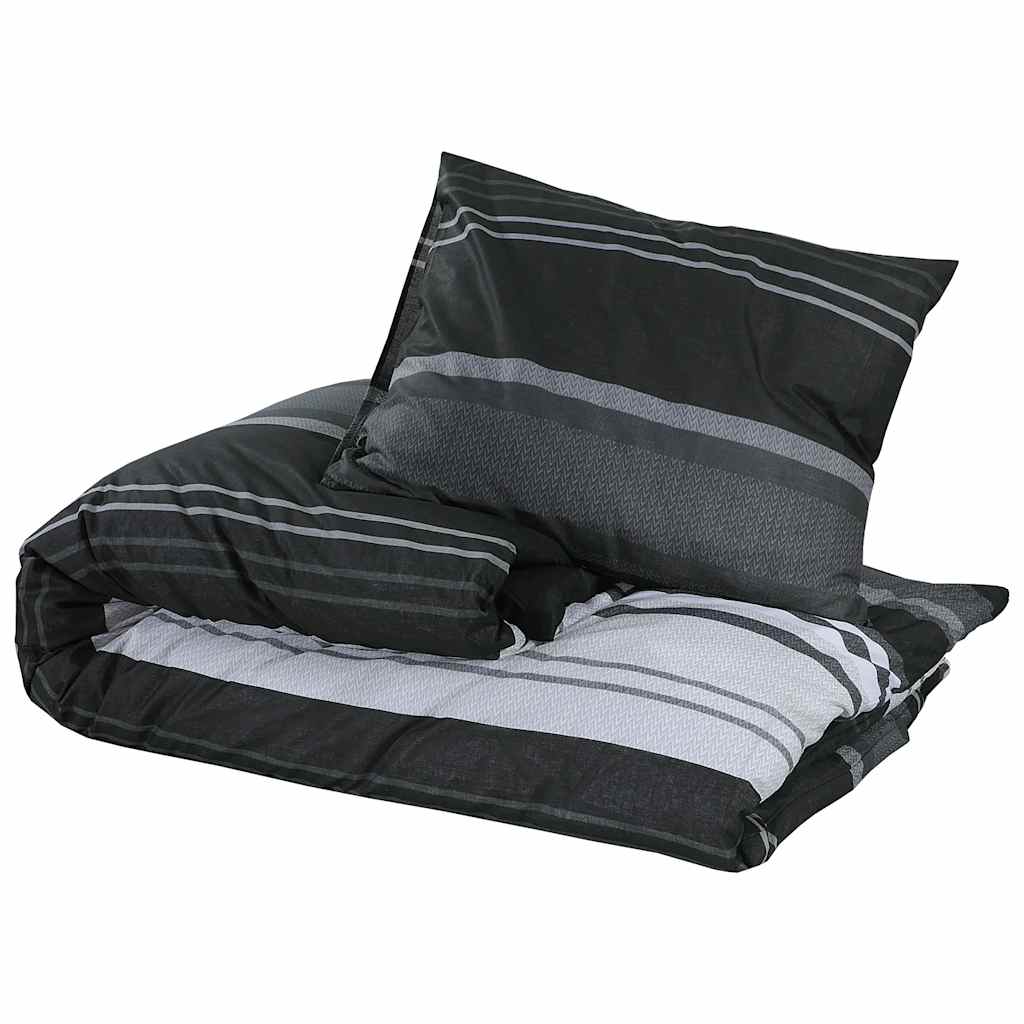 Set Copripiumino Strisce Nere 225x220 cm in Cotone