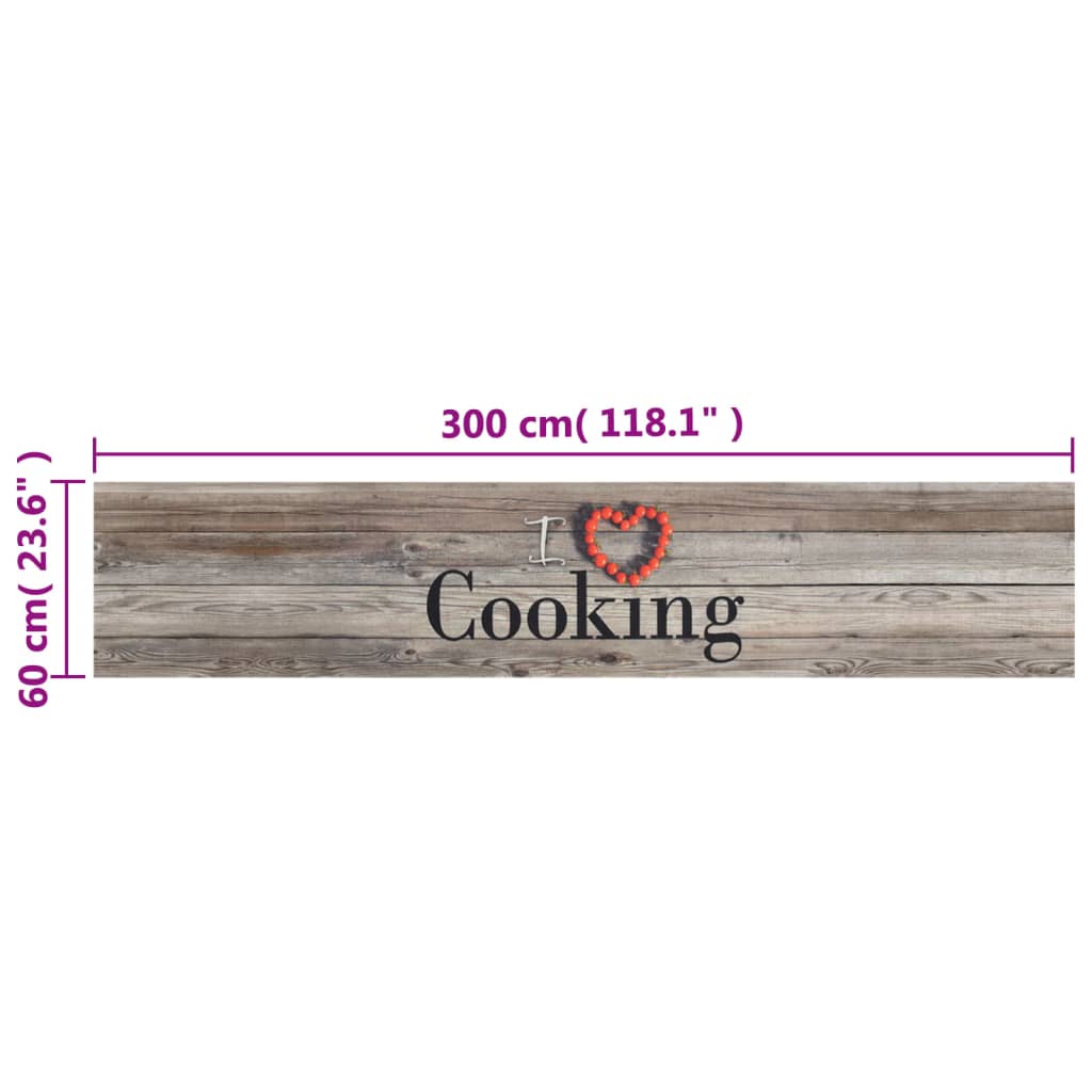 Tappeto da Cucina Lavabile Grigio Cucinare 60x300 cm Velluto