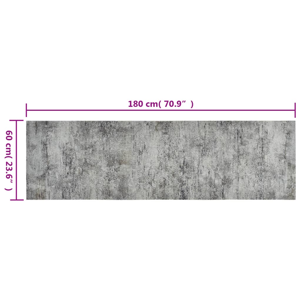 Tappeto da Cucina Lavabile Beton 60x180 cm Velluto