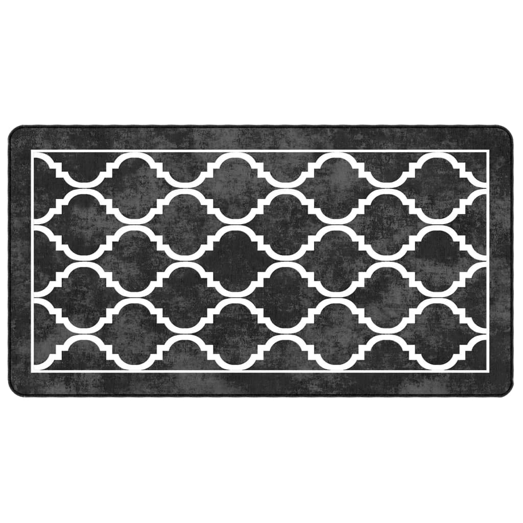 Tappeto Lavabile Nero e Bianco 80x150 cm
