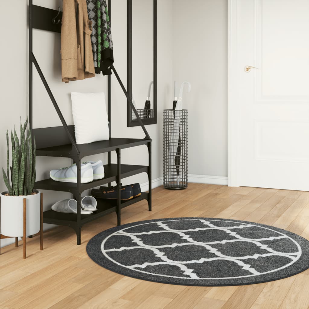Tappeto Lavabile Nero e Bianco Ø 120 cm