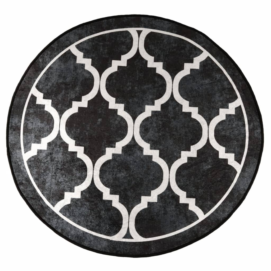 Tappeto Lavabile Nero e Bianco Ø 120 cm