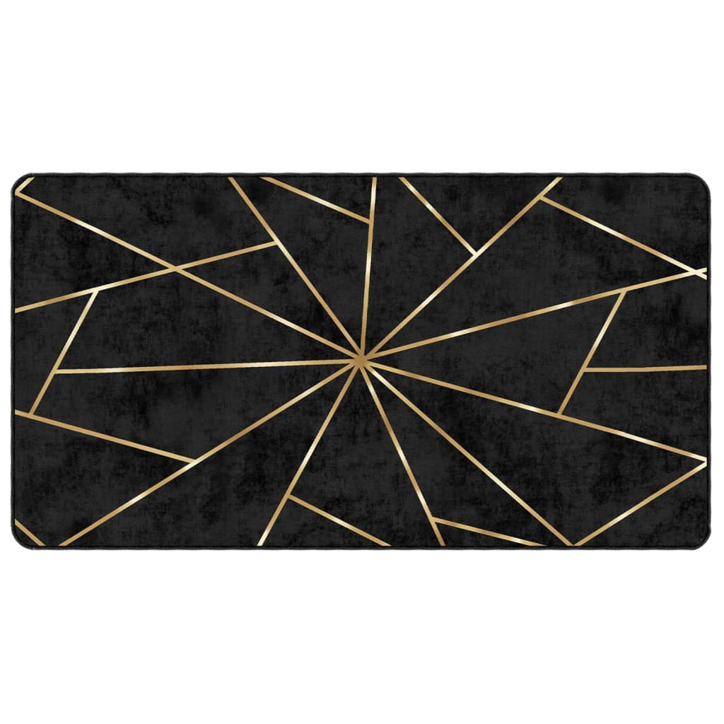 Tappeto Lavabile Nero e Oro 80x150 cm