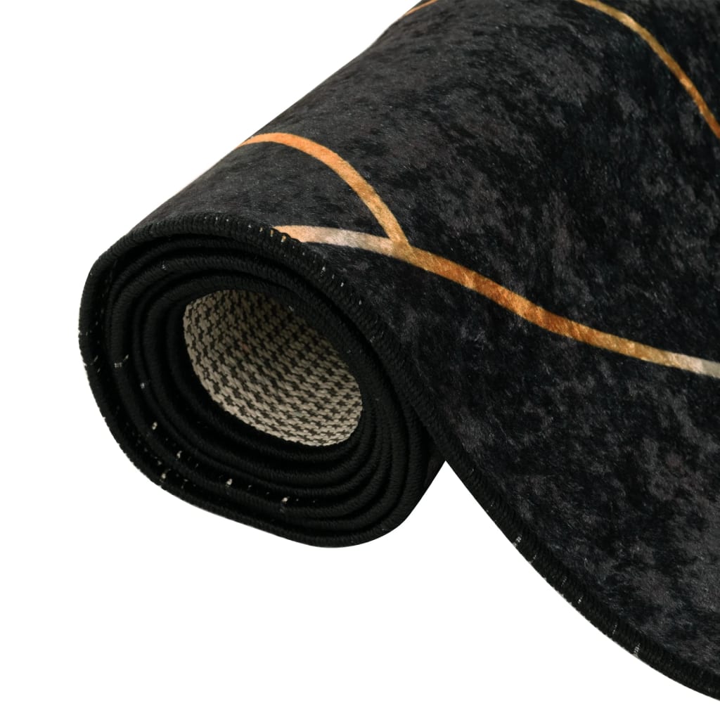 Tappeto Lavabile Nero e Oro 80x150 cm