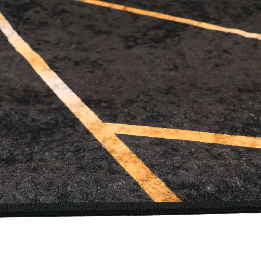 Tappeto Lavabile Nero e Oro 80x150 cm
