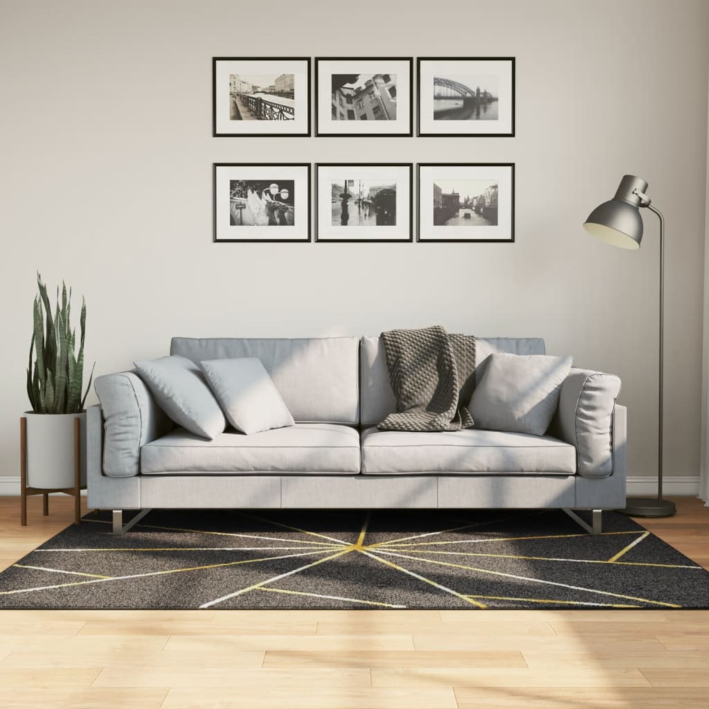 Tappeto Lavabile Nero e Oro 120x180 cm