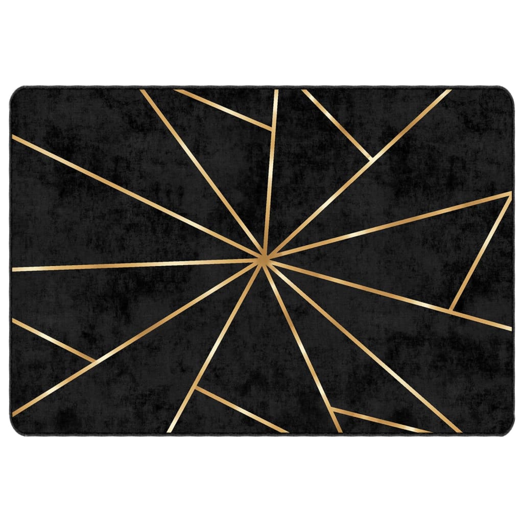 Tappeto Lavabile Nero e Oro 120x180 cm