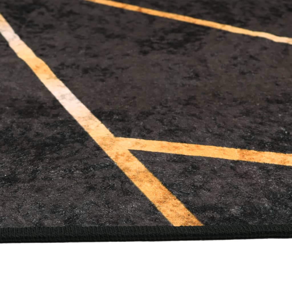 Tappeto Lavabile Nero e Oro 190x300 cm