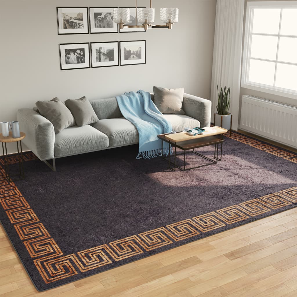 Tappeto Lavabile Nero e Oro 400x300 cm