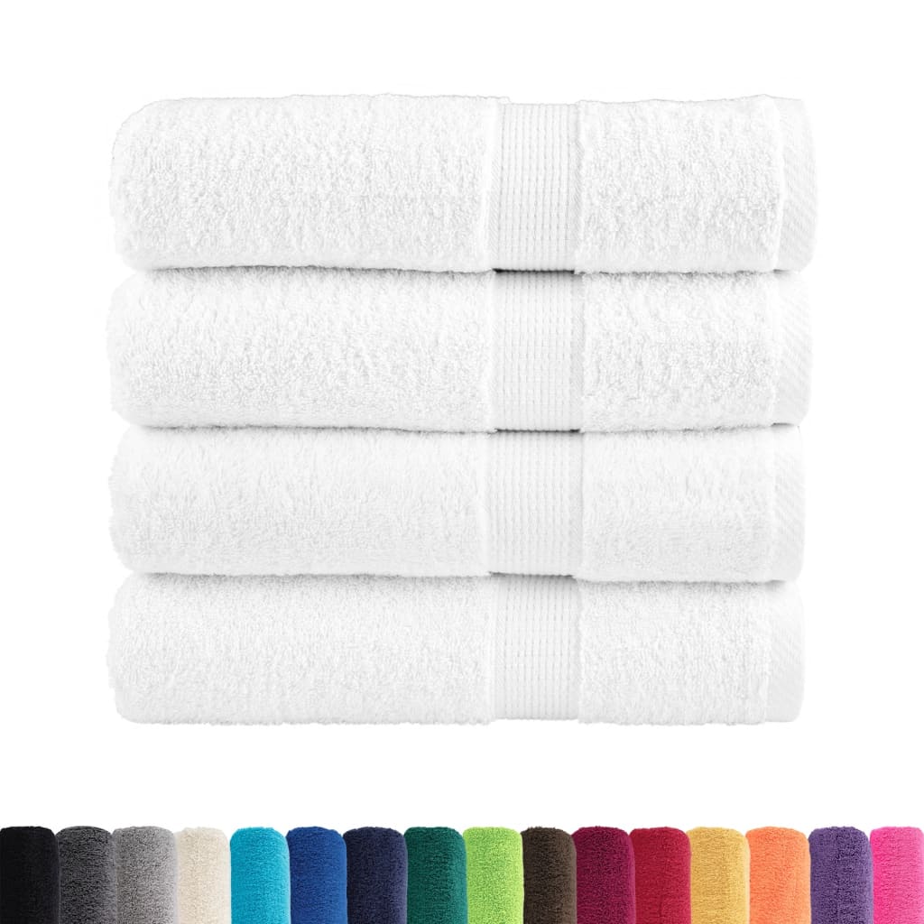 Asciugamani da bagno Premium SOLUND 4 pz Bianco 100x150 cm 600 g/m²