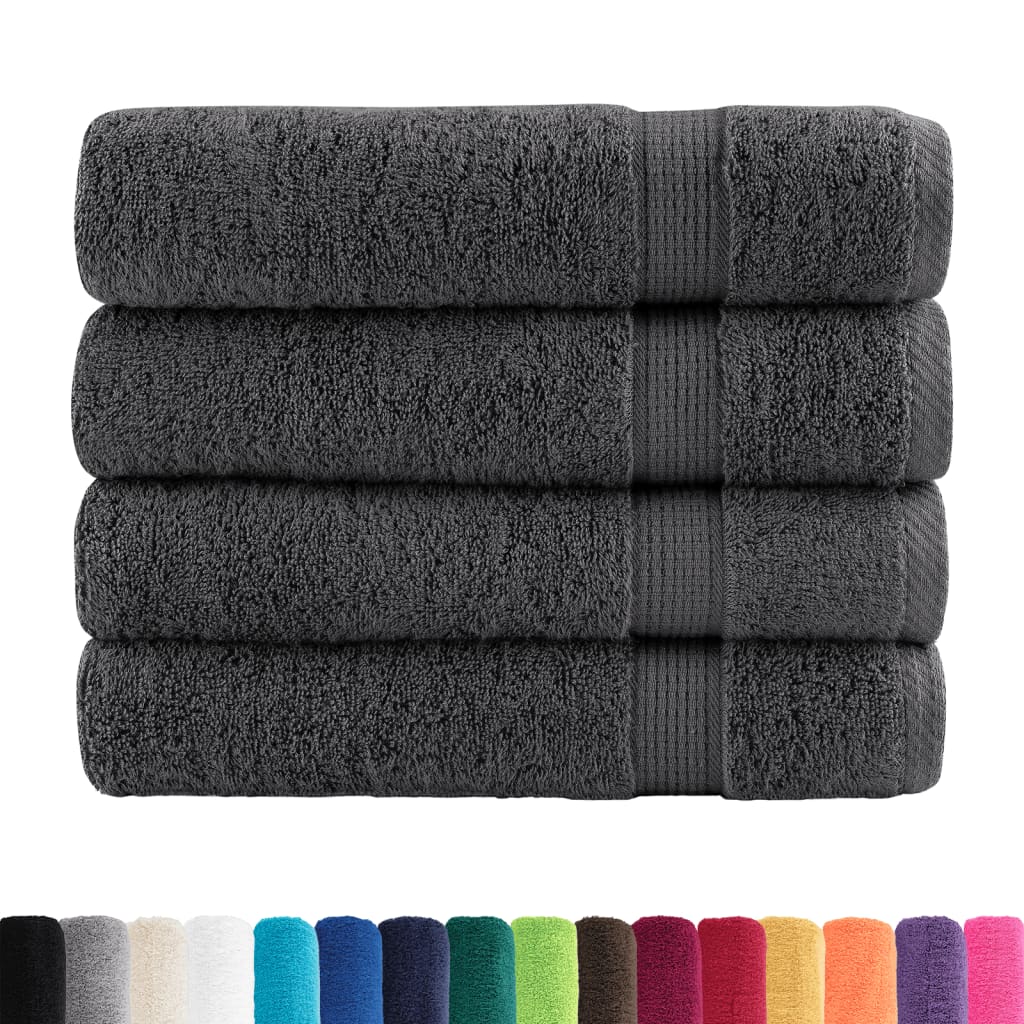 Asciugamani da bagno Premium SOLUND 4 pz Antracite 100x150 cm 600 g/m²