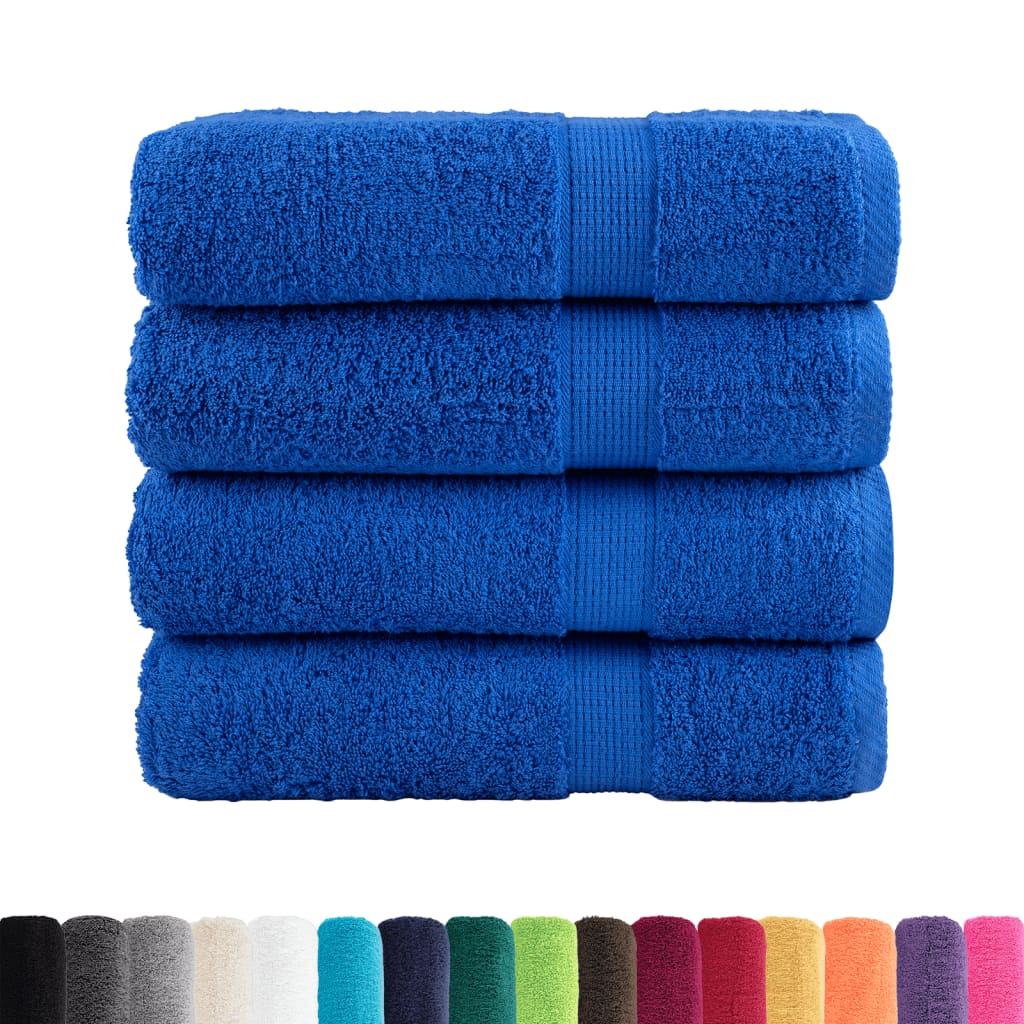 Asciugamani Premium SOLUND 4 pz Blu 50x100 cm 600 g/m²
