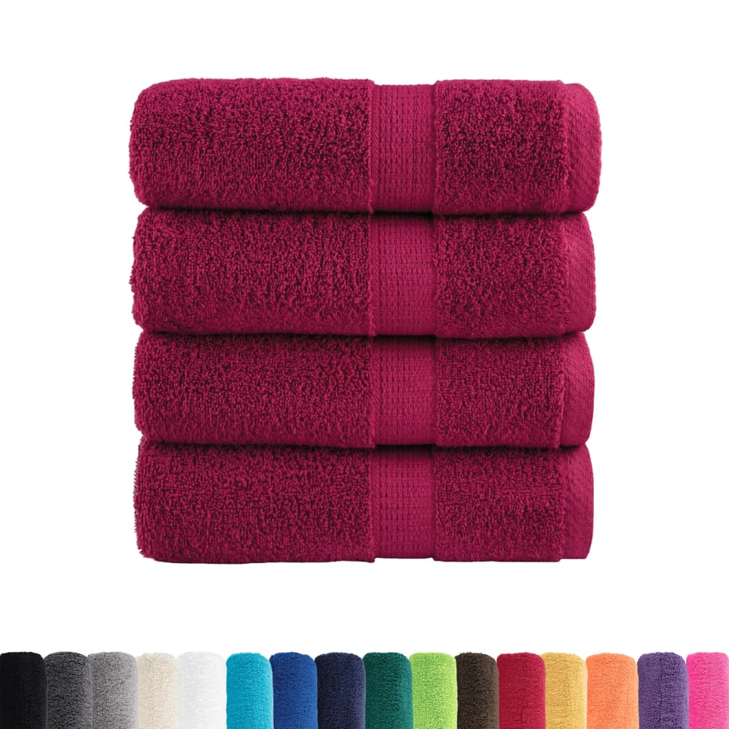 Asciugamani Premium SOLUND 4 pz Bordeaux 30x30 cm 600 g/m²