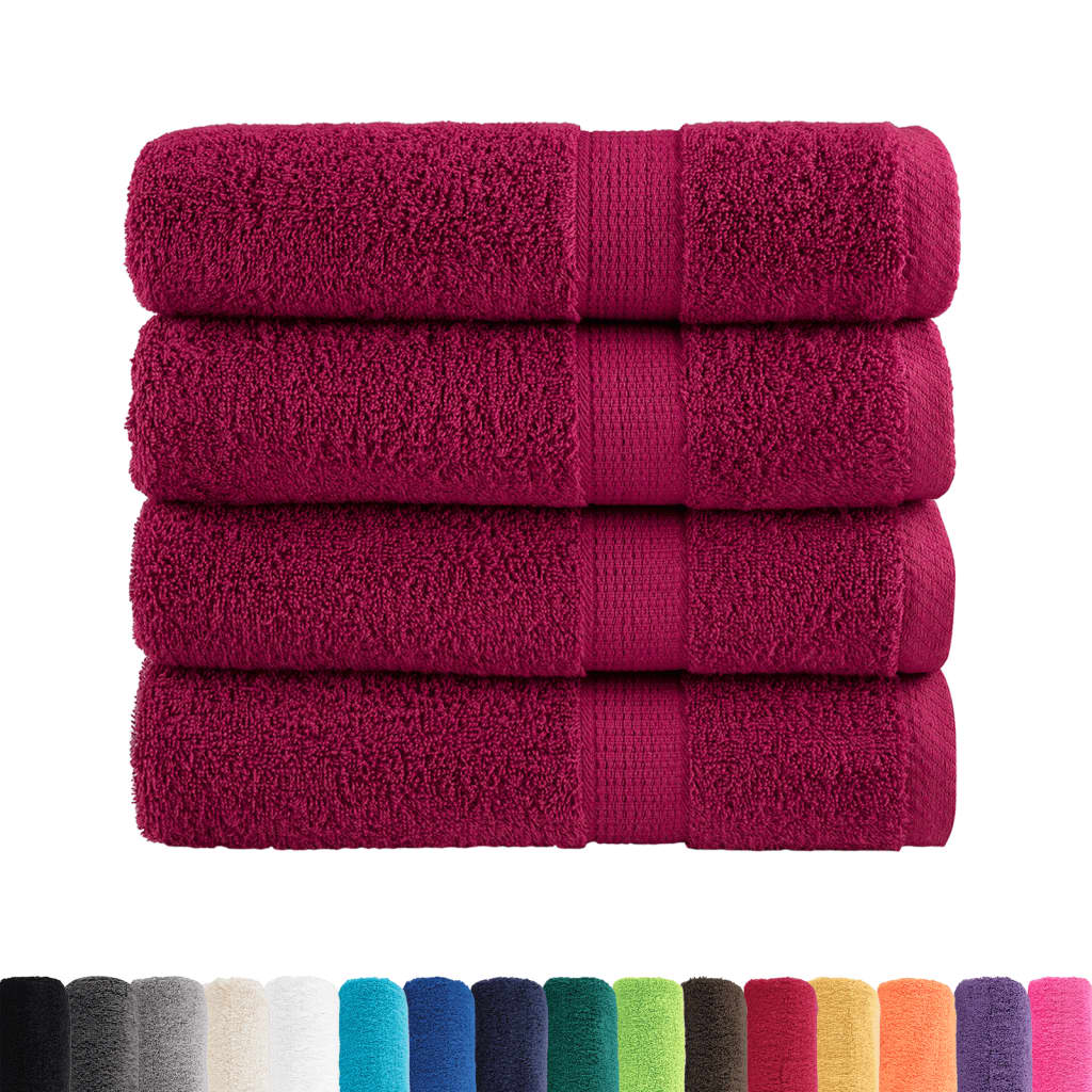 Asciugamani Doccia Premium SOLUND 4 pz Bordeaux 70x140 cm 600 g/m²