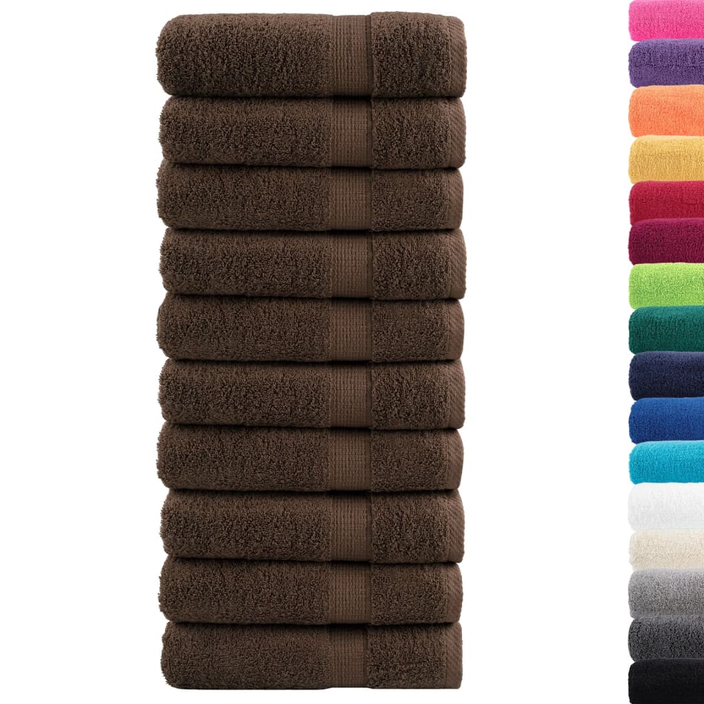 Asciugamani da bagno Premium SOLUND 10 pz Marrone 100x150 cm 600 g/m²