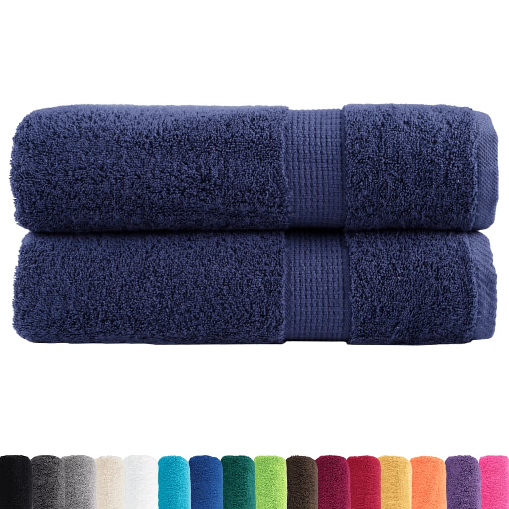 Asciugamani da bagno Premium SOLUND 2 pz Blu navy 100x150 cm 600 g/m²