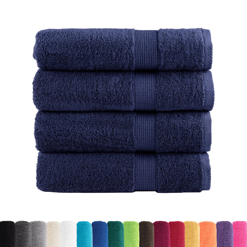 Asciugamani da bagno Premium SOLUND 4 pz Blu navy 100x150 cm 600 g/m²
