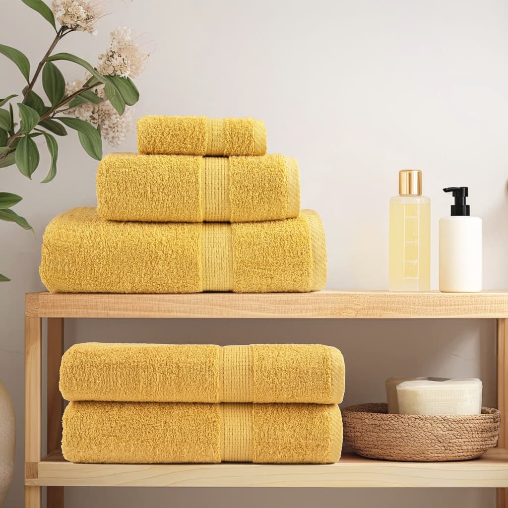 Asciugamani da bagno Premium SOLUND 10 pz Oro 100x150 cm 600 g/m²