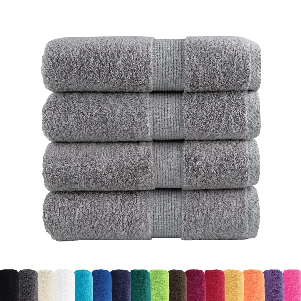 Asciugamani per ospiti Premium SOLUND 4 pz Grigio 30x50 cm 600 g/m²