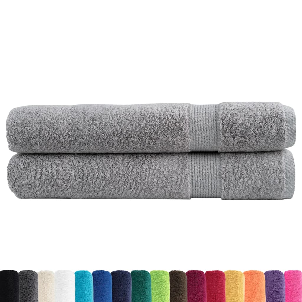 Asciugamani per sauna Premium SOLUND 2 pz Grigio 80x200 cm 600 g/m²