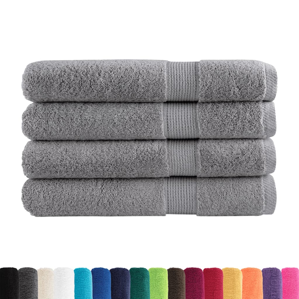 Asciugamani Premium SOLUND 4 pz Grigio 100x200 cm 600 g/m²