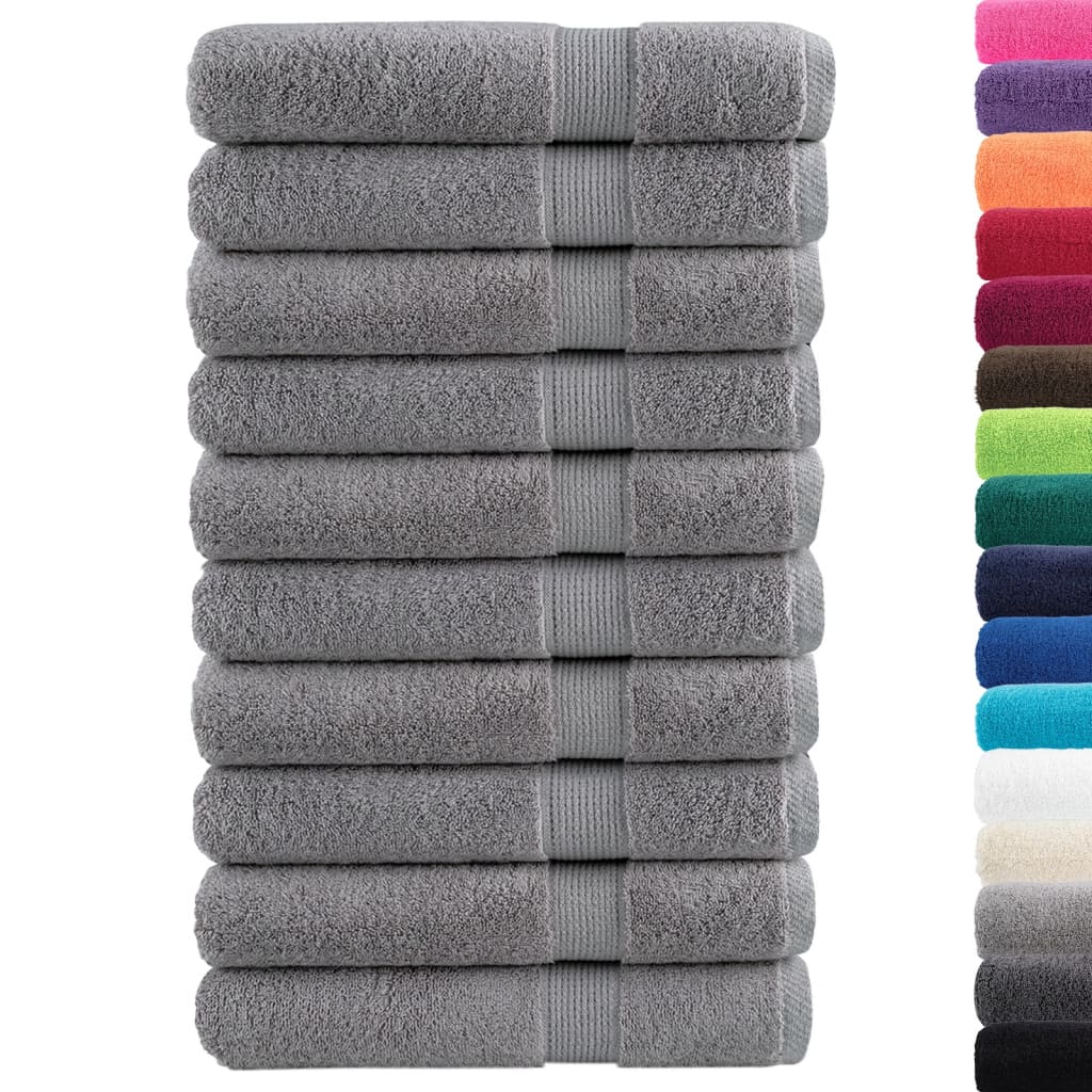 Asciugamani Premium SOLUND 10 pz Grigio 100x200 cm 600 g/m²