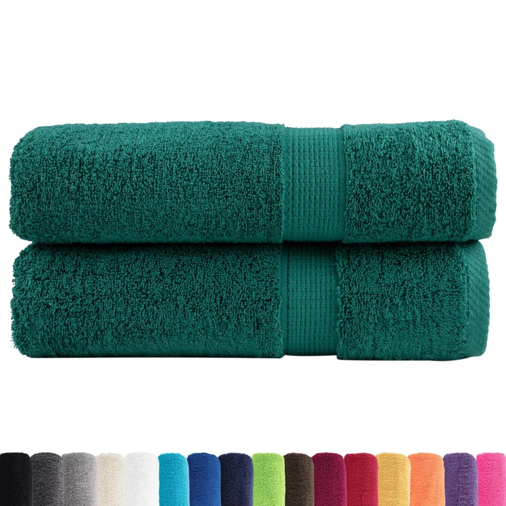 Asciugamani da bagno Premium SOLUND 2 pz Verde 100x150 cm 600 g/m²