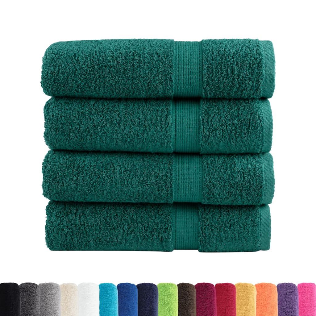 Asciugamani da bagno Premium SOLUND 4 pz Verde 100x150 cm 600 g/m²