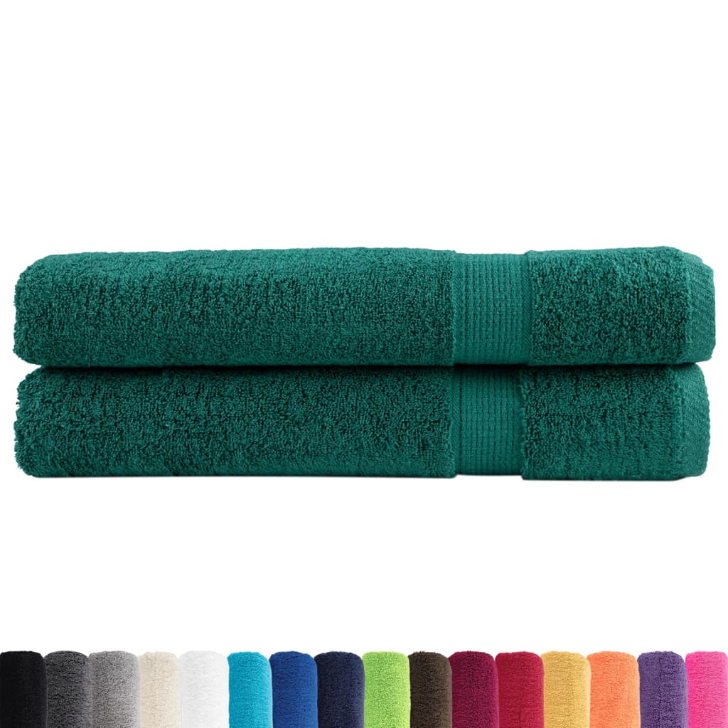 Asciugamani Premium SOLUND 2 pz Verdi 100x200 cm 600 g/m²