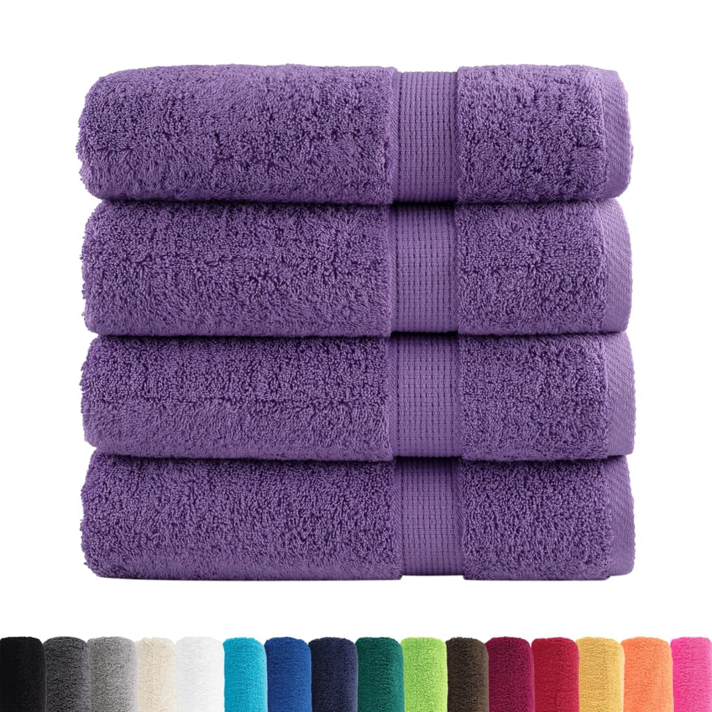 Asciugamani da bagno Premium SOLUND 4 pz Viola 100x150 cm 600 g/m²