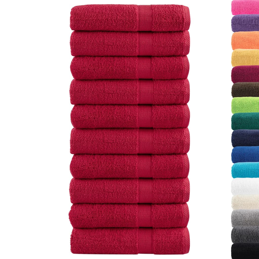 Asciugamani da bagno Premium SOLUND 10 pz Rosso 100x150 cm 600 g/m²