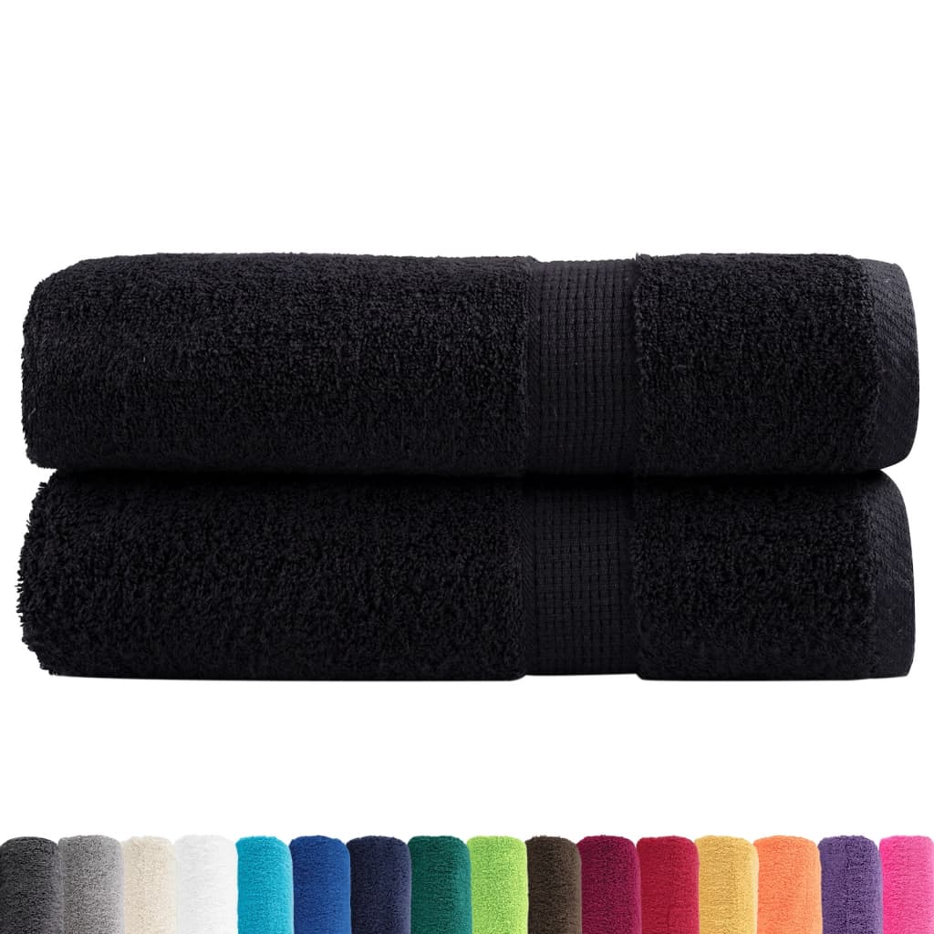 Asciugamani da bagno Premium SOLUND 2 pz Nero 100x150 cm 600 g/m²