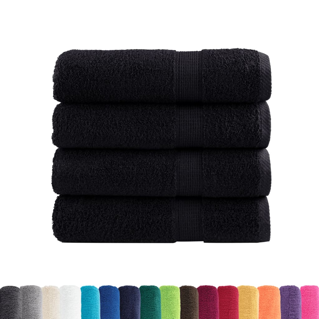 Asciugamani da bagno Premium SOLUND 4 pz Nero 100x150 cm 600 g/m²