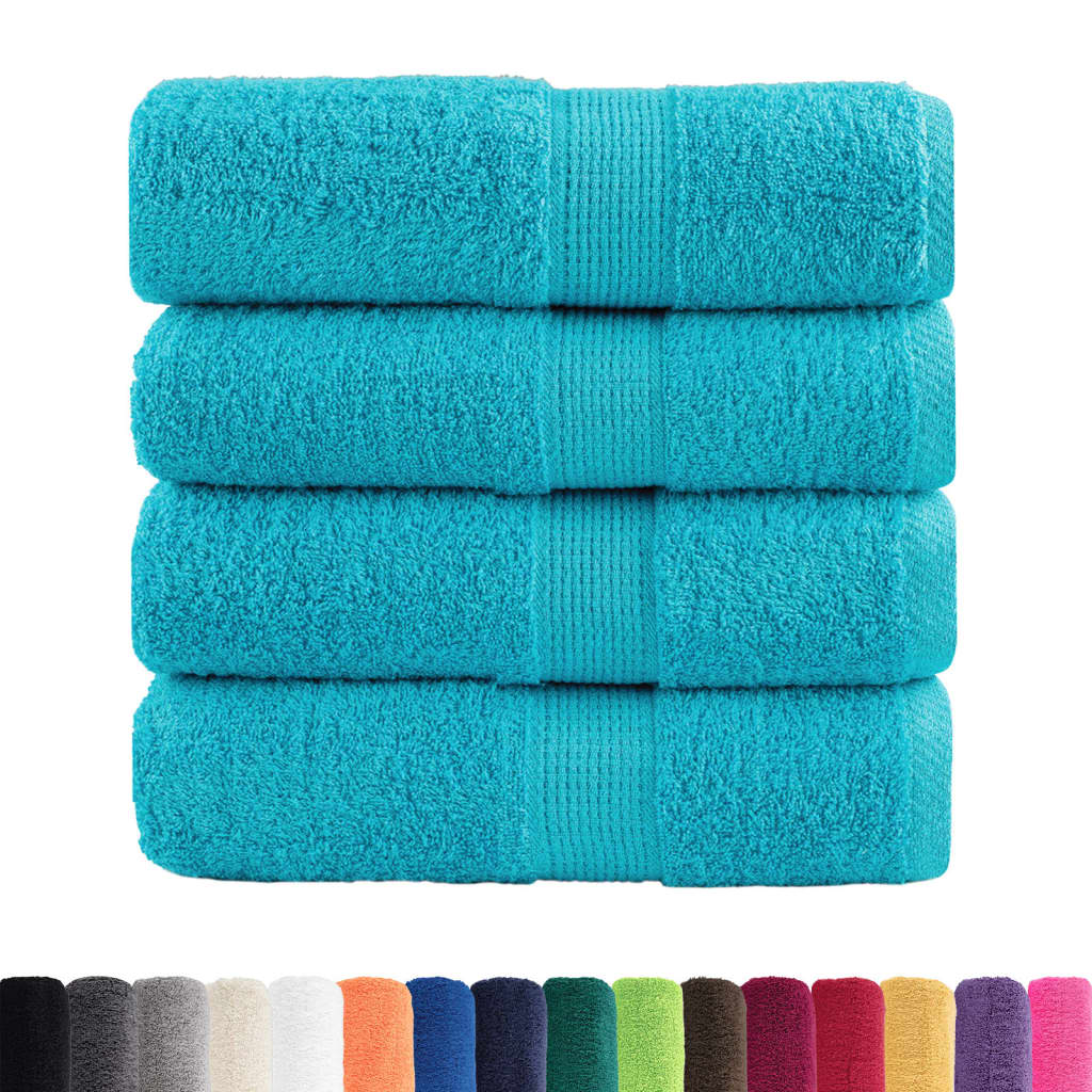 Asciugamani Premium SOLUND 4 pz Turchese 30x30 cm 600 g/m²