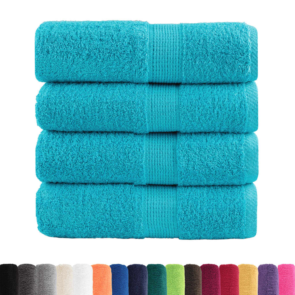 Asciugamani Ospiti SOLUND 4 pz Turchesi 30x50 cm 600 g/m²