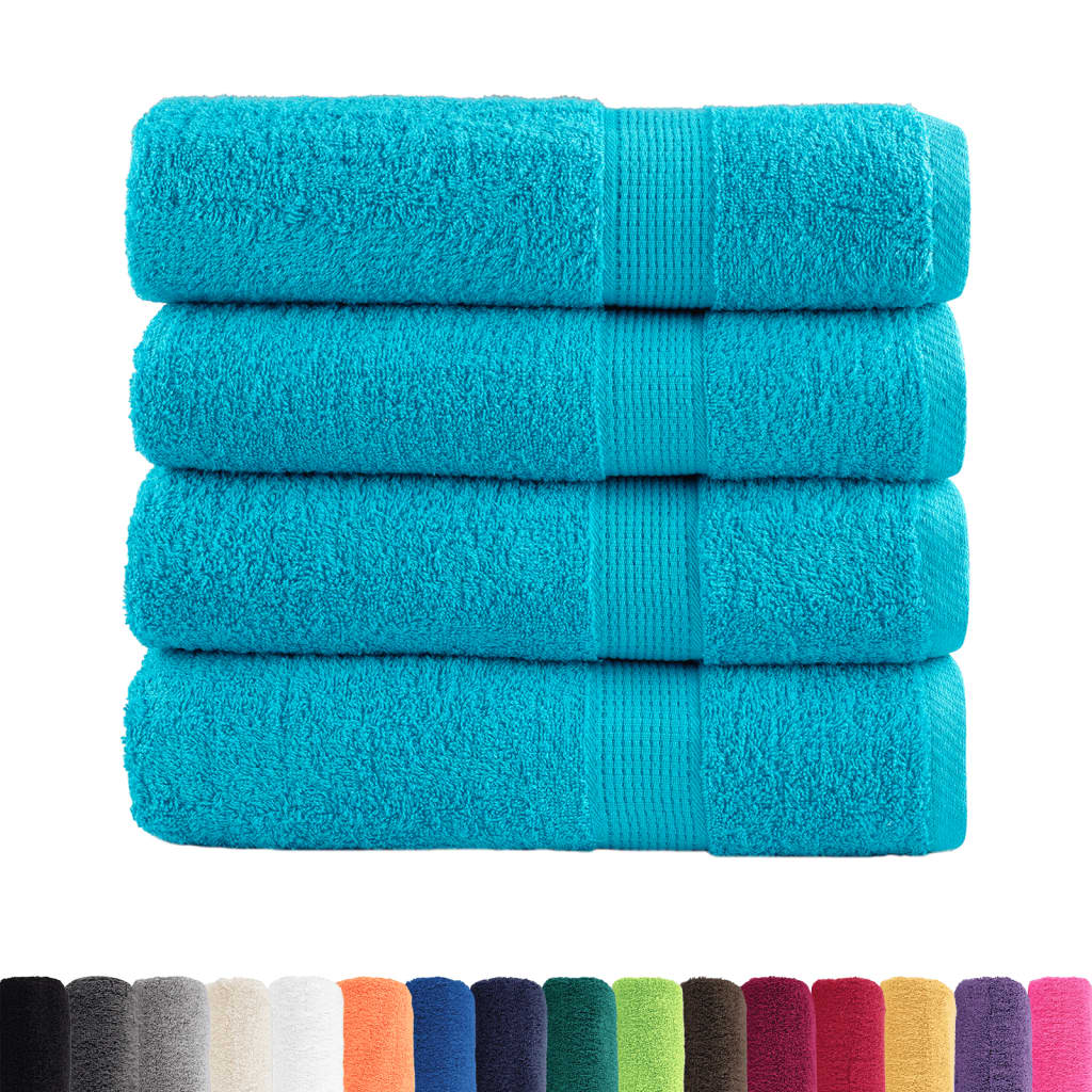 Asciugamani da bagno Premium SOLUND 4 pz Turchese 100x150 cm 600 g/m²